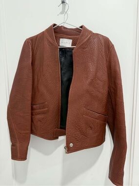 Sandro Chestnut Brown Leather Jacket